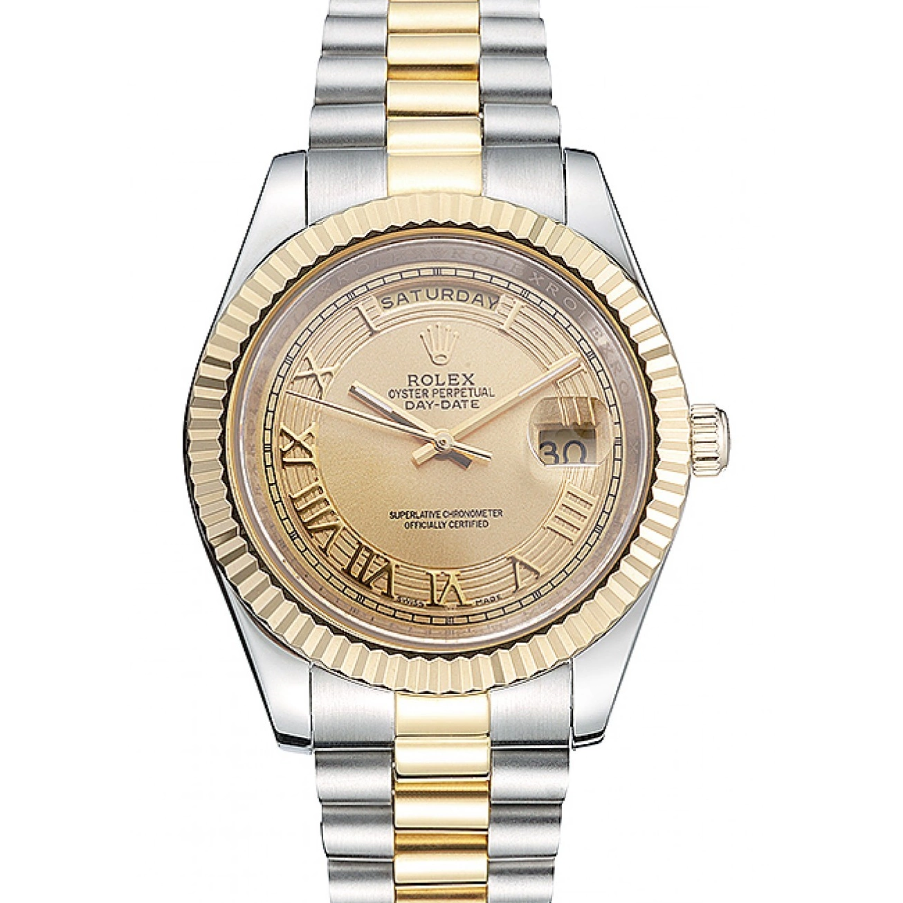 Rolex aaa copy Dial Day-Date 18k Tone Gold Gold Two Plated Stainless Steel Rolex 0519